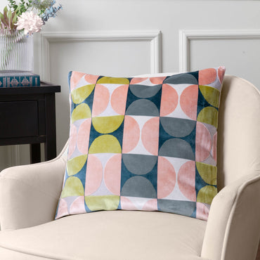 Bardot Cut Velvet Cushion Pink/Avo Green