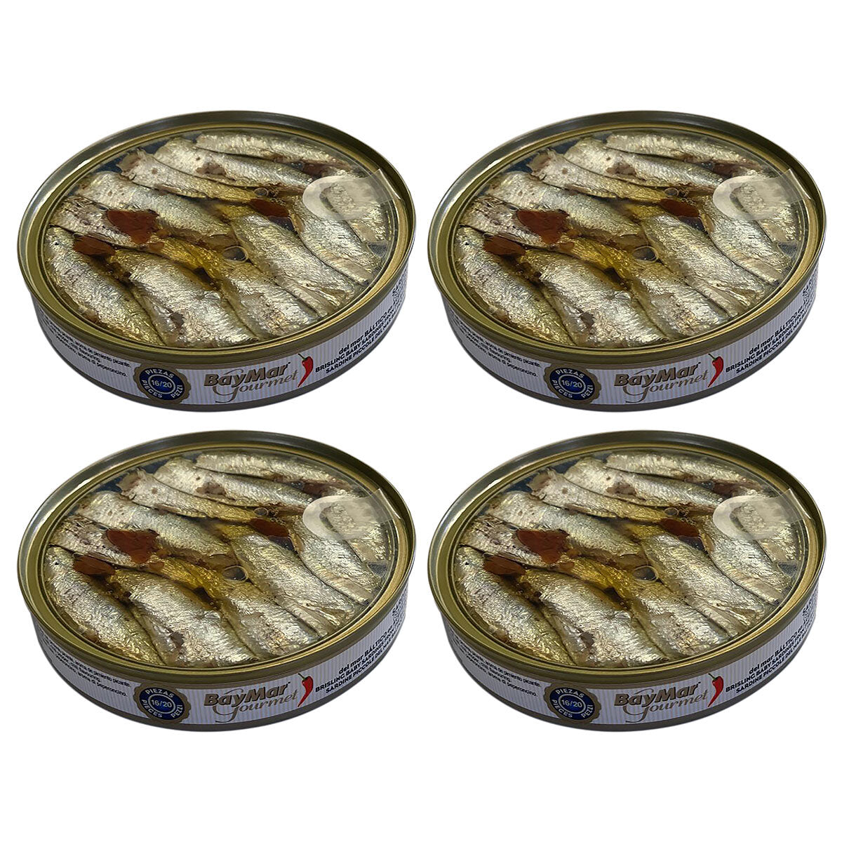 Baymar Gourmet Sardines in Olive Oil with Chilli Pepper, 4 x 150g