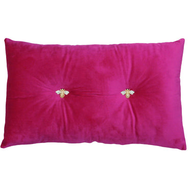 Bumble Bee Velvet Cushion Fuchsia