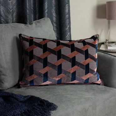 Delano Velvet Jacquard Cushion Blush/Navy