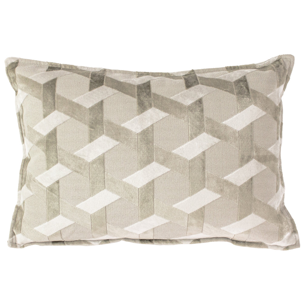 Delano Velvet Jacquard Cushion Ivory/Taupe