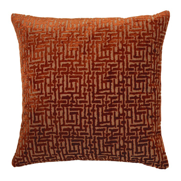 Delphi Velvet Jacquard Cushion Rust