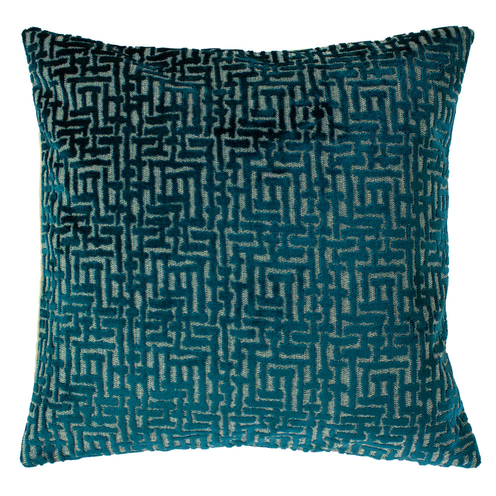 Delphi Velvet Jacquard Cushion Teal