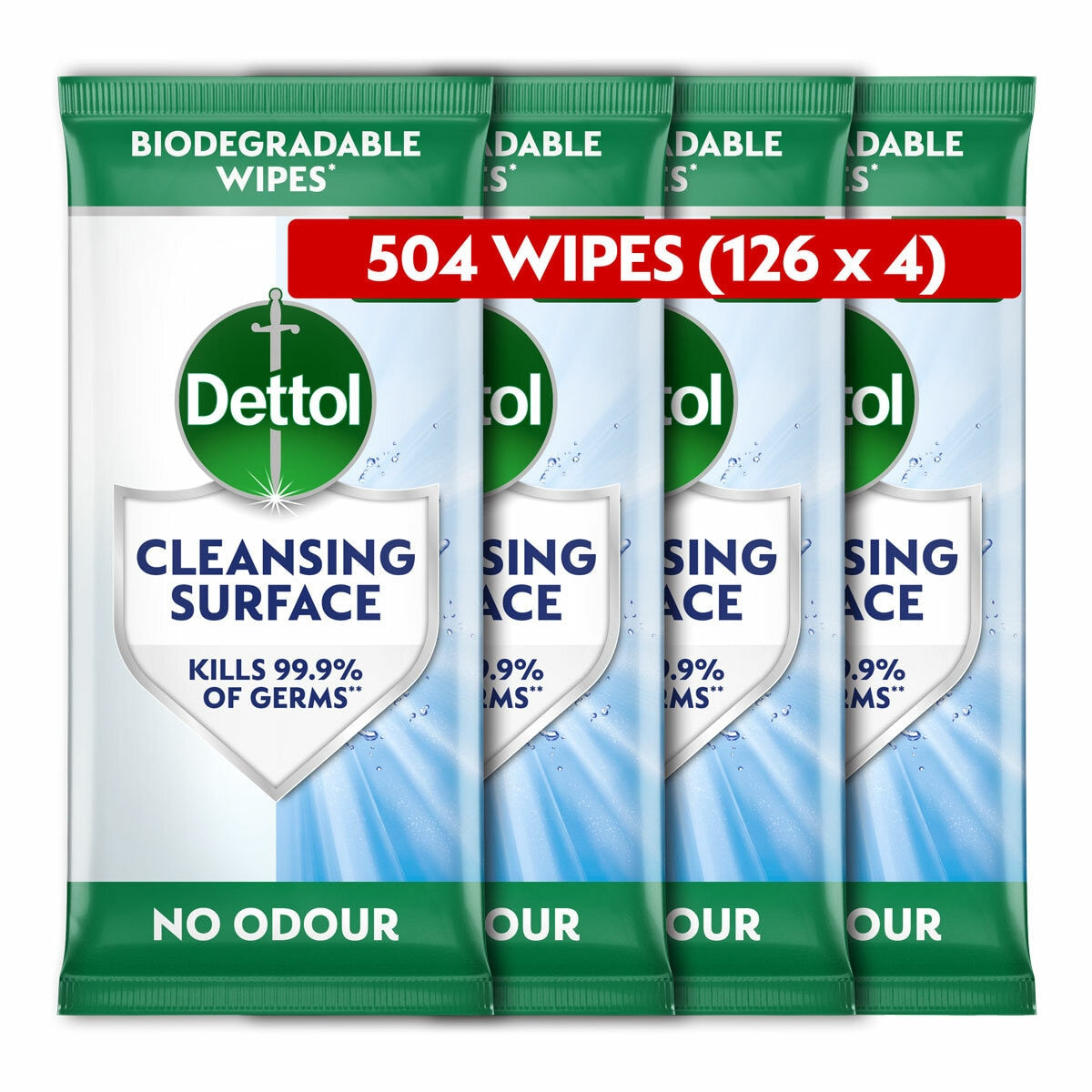 Dettol Biodegradable Antibacterial Wipes, 4 x 126 Pack