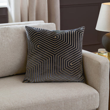 Evoke Cut Velvet Cushion Charcoal