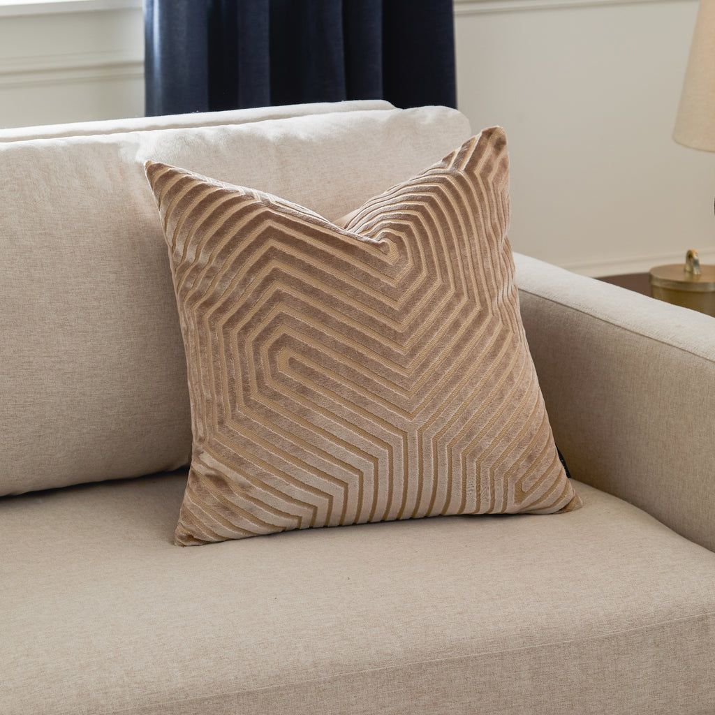 Evoke Cut Velvet Cushion Mink