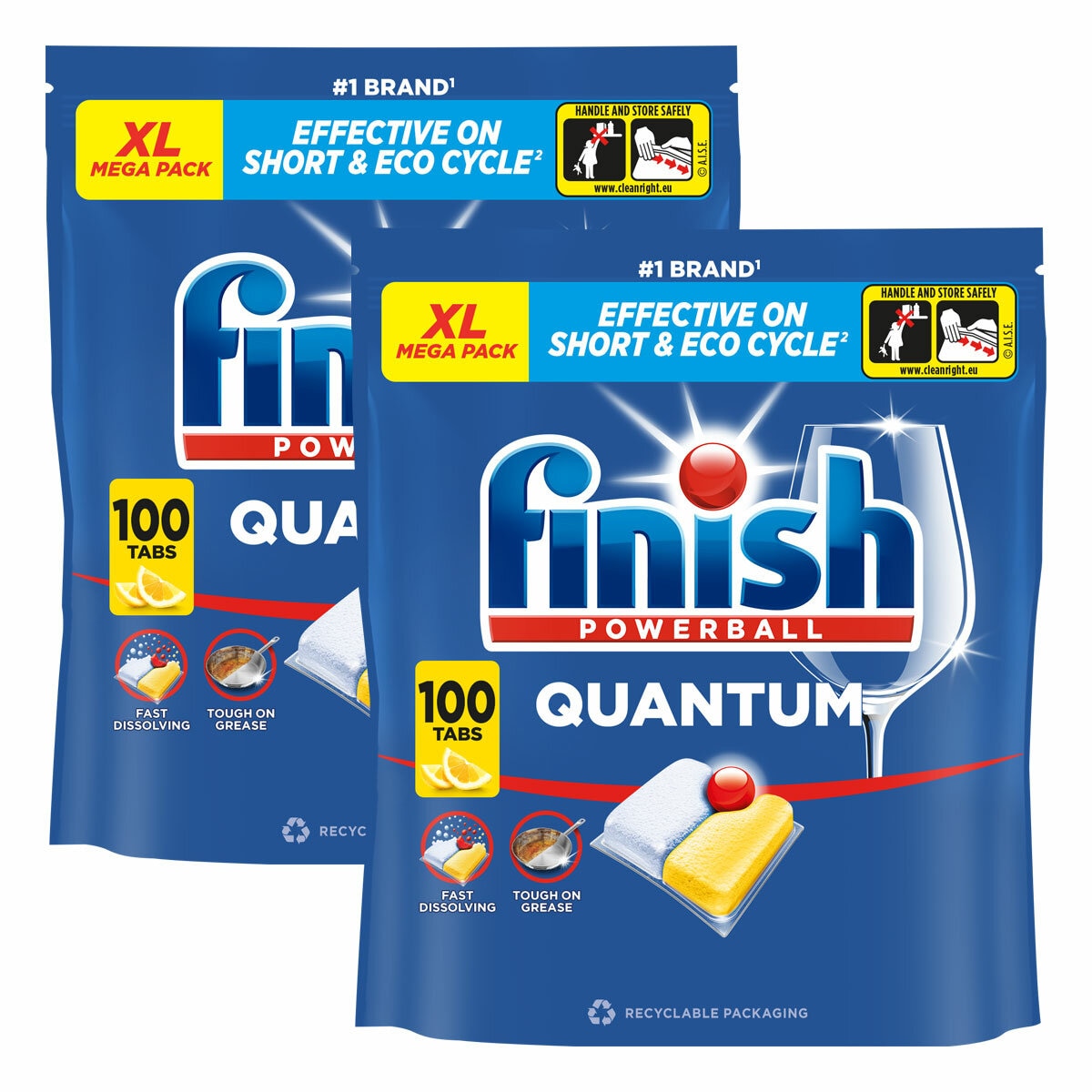 Finish Quantum All in One Lemon Dishwasher Tablets, 2 x 100 Pack
