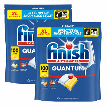 Finish Quantum All in One Lemon Dishwasher Tablets, 2 x 100 Pack