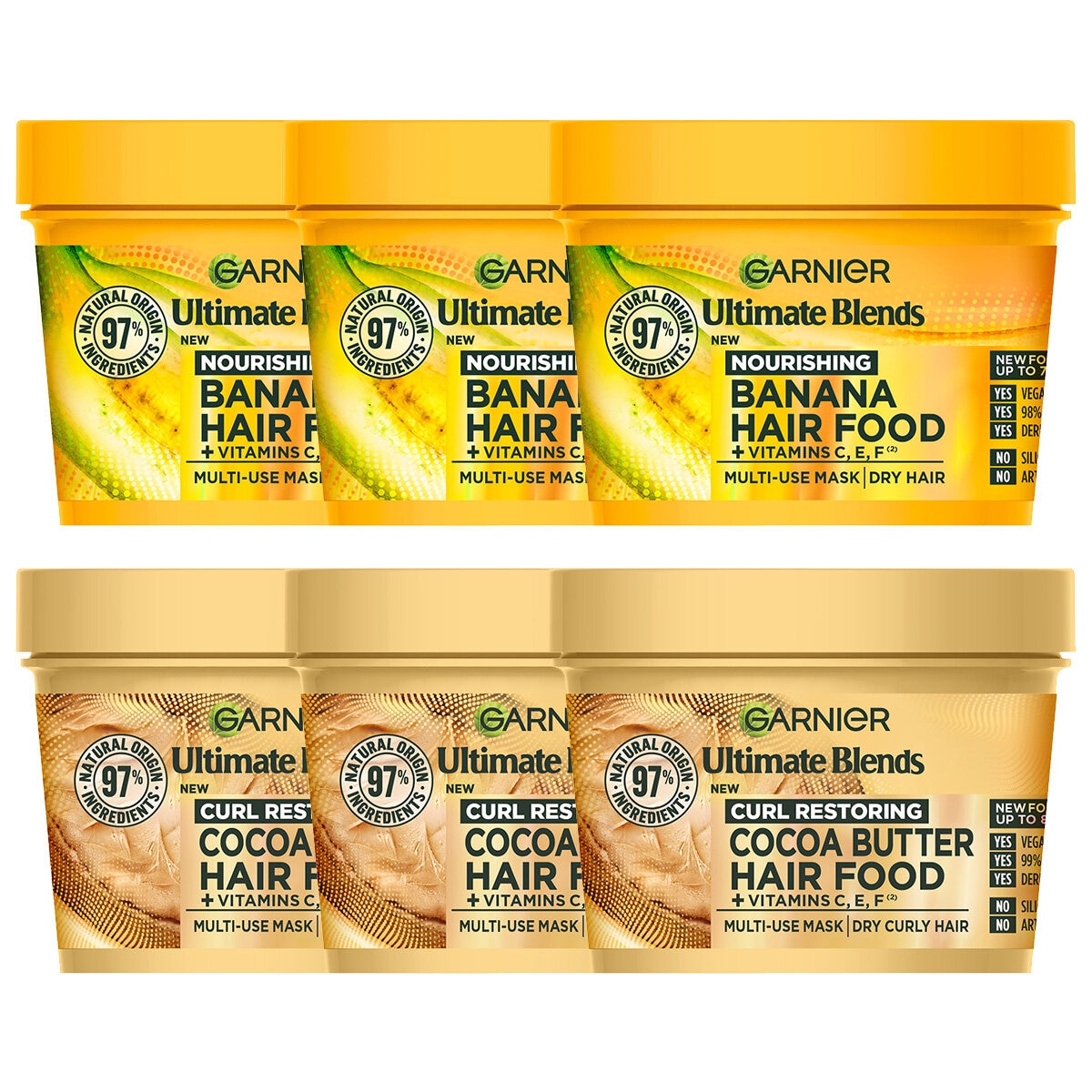 Garnier Ultimate Blends Hair Food Mask, 3 x 400ml, in 2 Options
