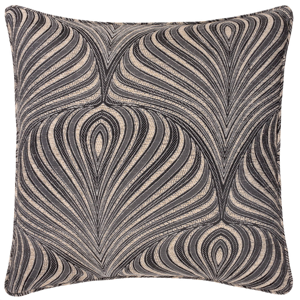 Gatsby Jacquard Piped Cushion Black