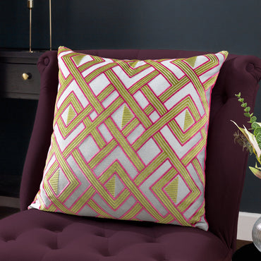 Henley Cushion Lime/Pink