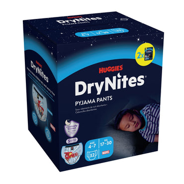 Huggies DryNites Bedwetting Pyjama Nappy Pants Boys Aged 4-7 (17-30kg), 32 pants
