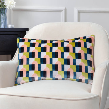 Keela Cut Velvet Cushion Pink/Avo Green