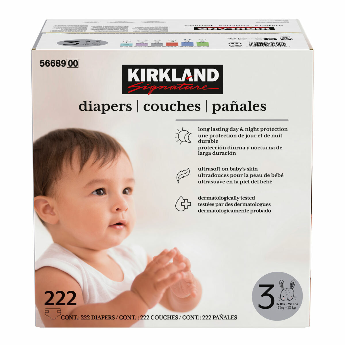 Kirkland Signature Nappies, Size 3, 222 Pack
