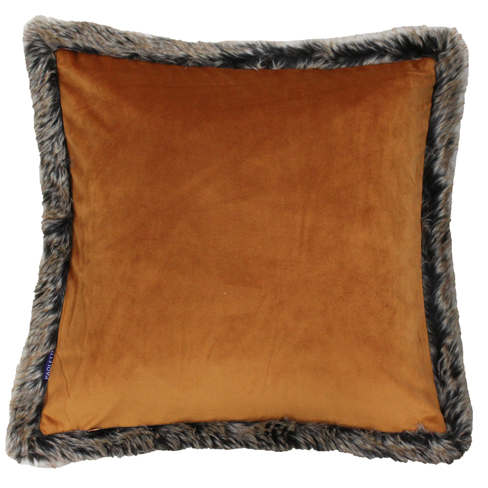 Kiruna Faux Fur Trim Cushion Rust