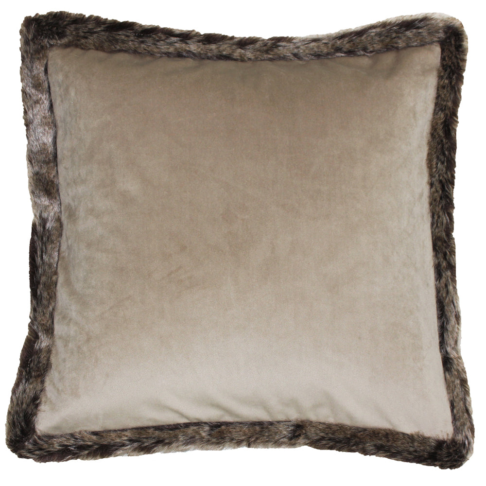 Kiruna Faux Fur Trim Cushion Taupe