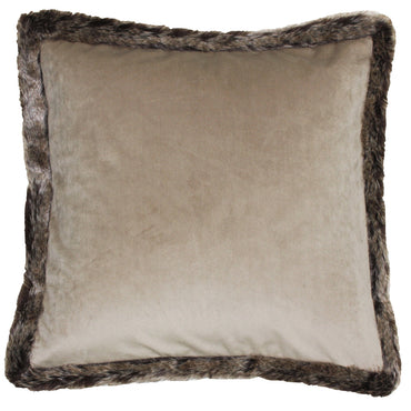 Kiruna Faux Fur Trim Cushion Taupe