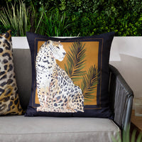 Leopardis Cat Printed Outdoor Cushion Black/Gold