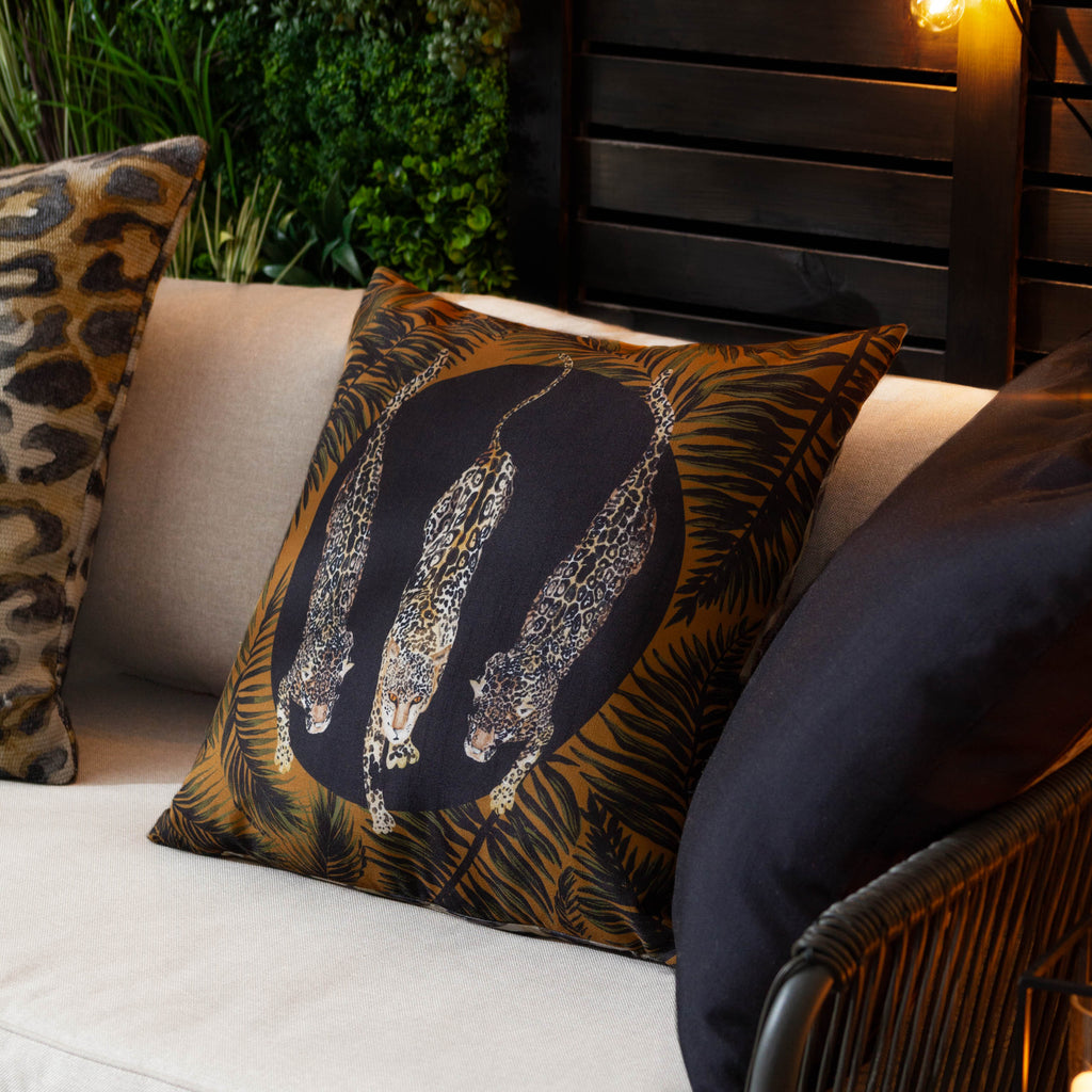 Leopardis Trio Printed Outdoor Cushion Black/Gold