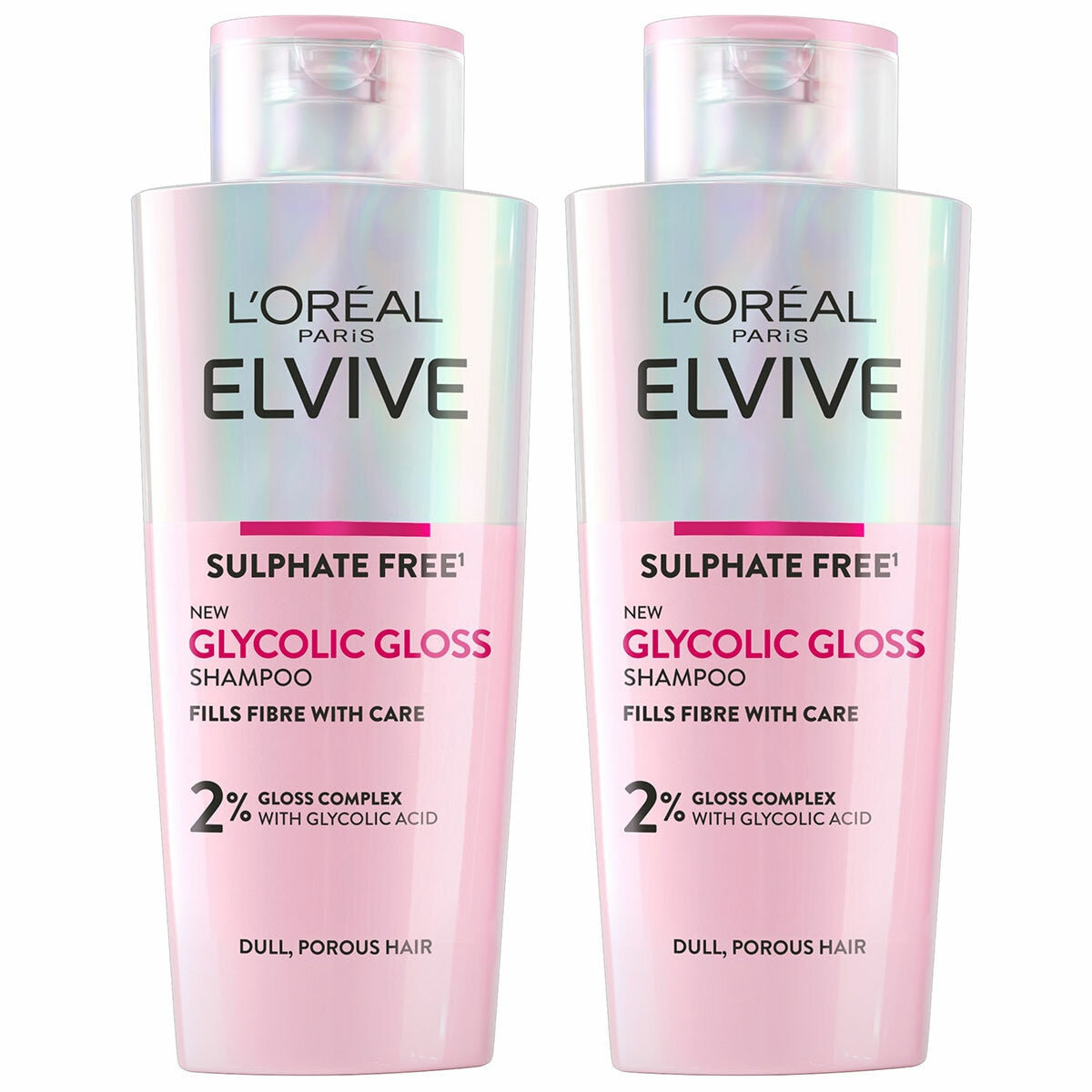 L'Oréal Paris Elvive Glycolic Gloss Shampoo, 2 x 200ml