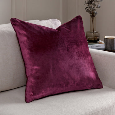 Luxe Velvet Piped Cushion Cranberry