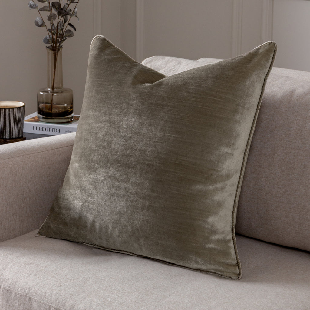 Luxe Velvet Piped Cushion Mink