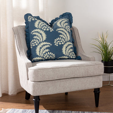 Montrose Floral Pleat Fringe Cushion French Blue