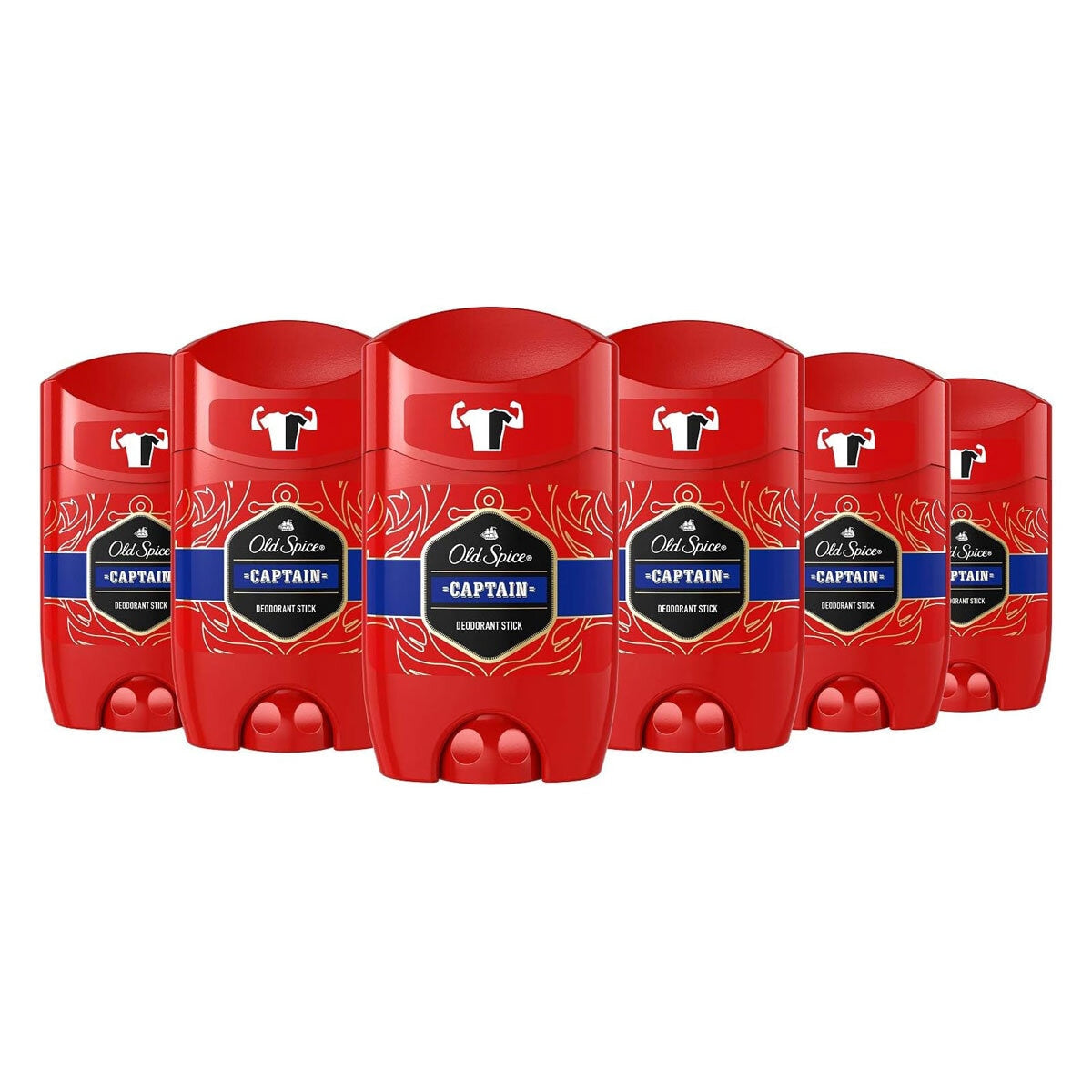 Old Spice Captain Deodorant Stick For Men, 6 x 50ml
