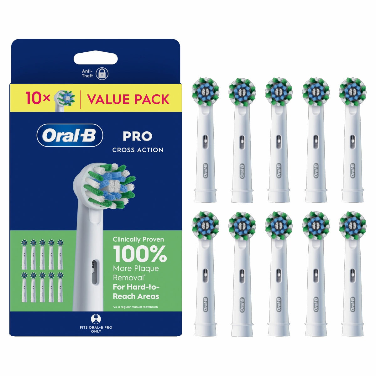 Oral B Cross Action Brush Heads 10 Pack in White