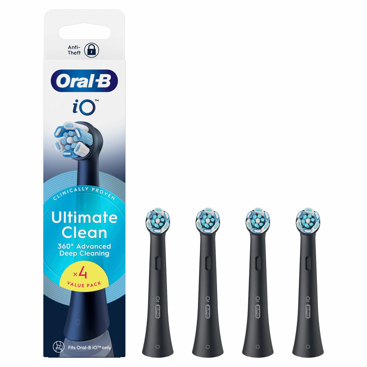 Oral B iO Ultimate Clean Brush Heads in Black 4 Pack