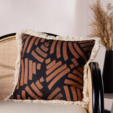Oromo Fringed Cushion Brown