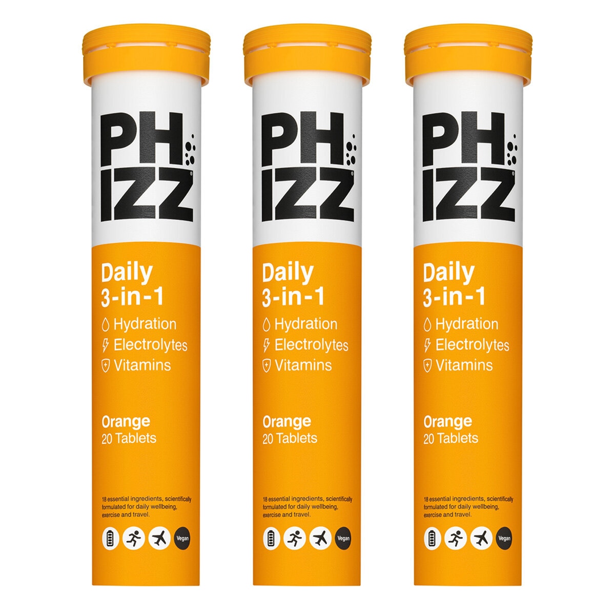 Phizz Orange Electrolytes, 3 x 20 Tablets