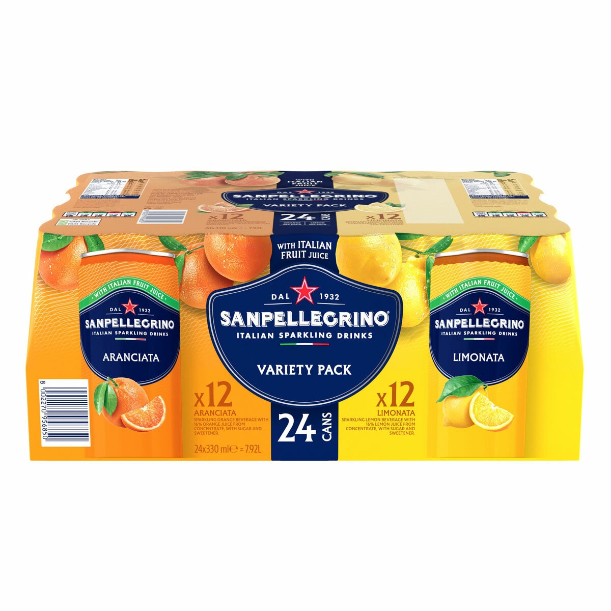 San Pellegrino Orange and Lemon, 4 x 6 x 330ml
