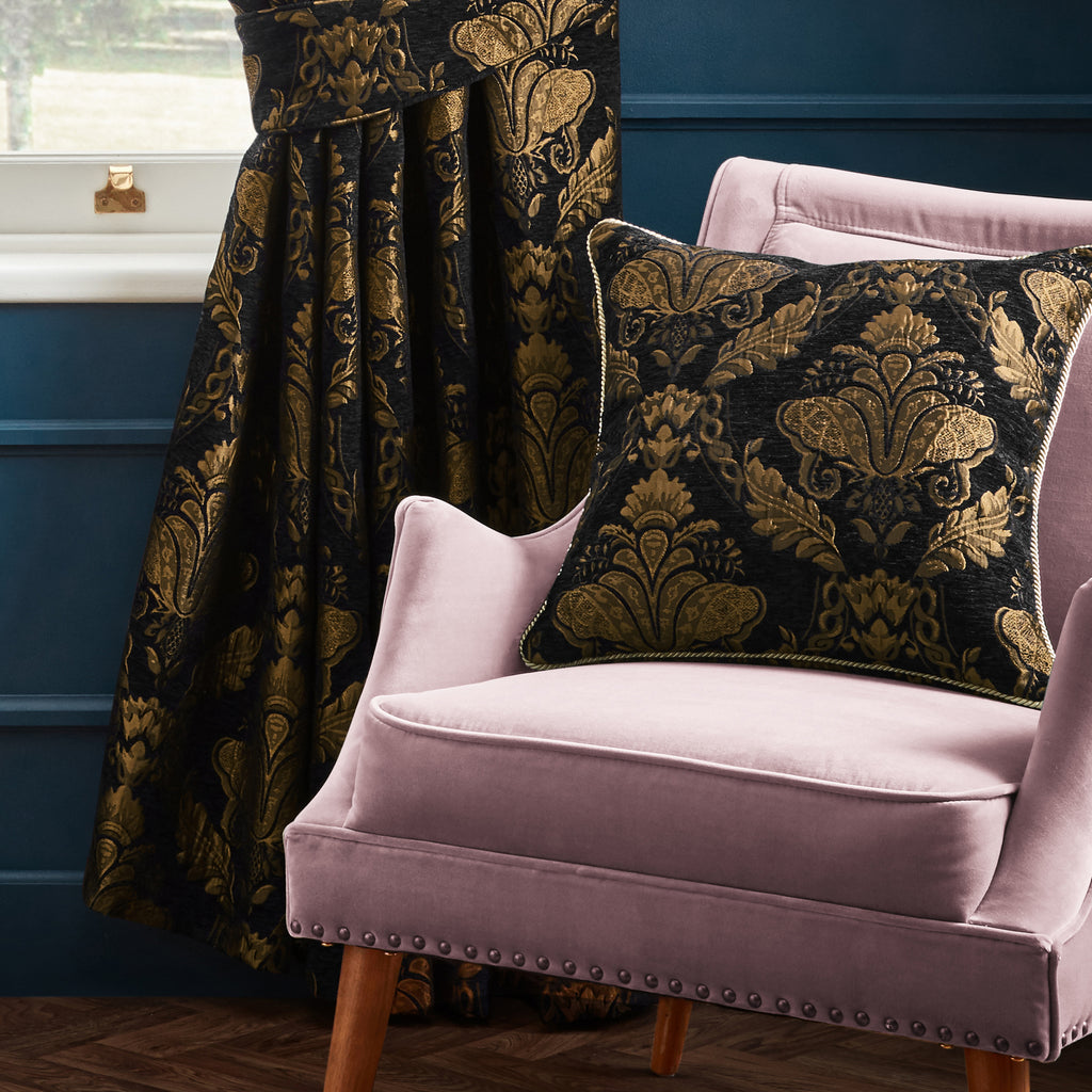 Shiraz Jacquard Chenille Cushion Black