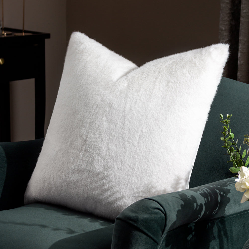 Stanza Faux Fur Cushion White