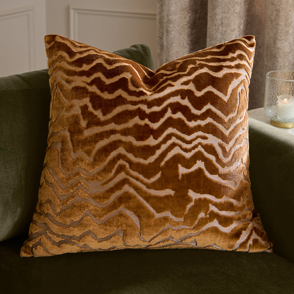 Tierra Cut Velvet Cushion Bronze