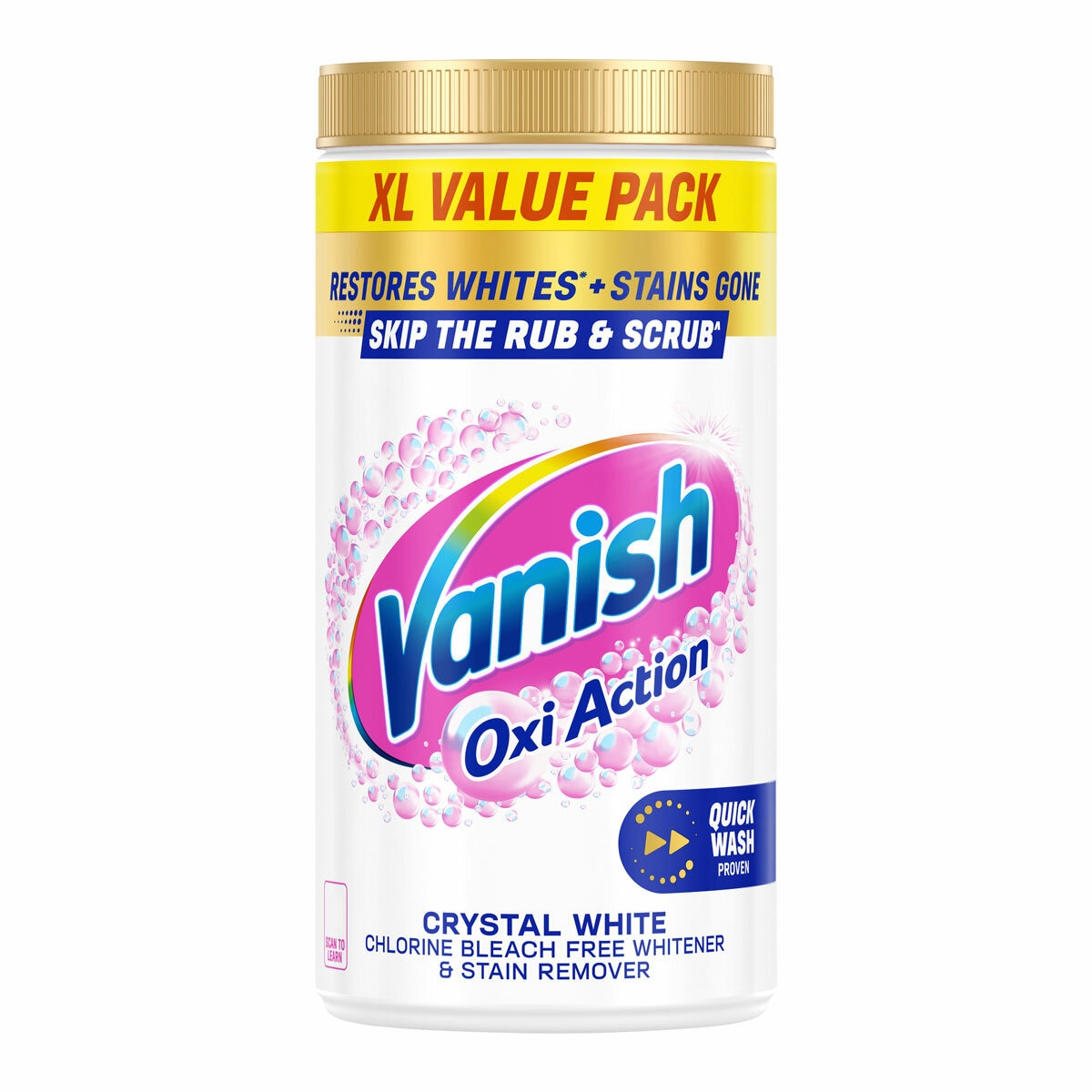 Vanish Gold Oxi Action Powder Crystal White Stain Remover, 1.9kg