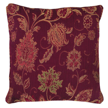 Zurich Floral Jacquard Cushion Burgundy